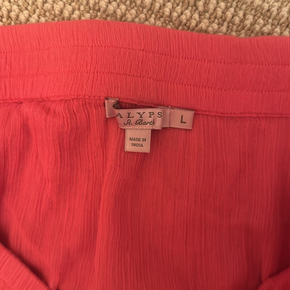 Calypso St Barth Coral Pom-Pom Tiered Skirt Large cotton $395 - Picture 4 of 11